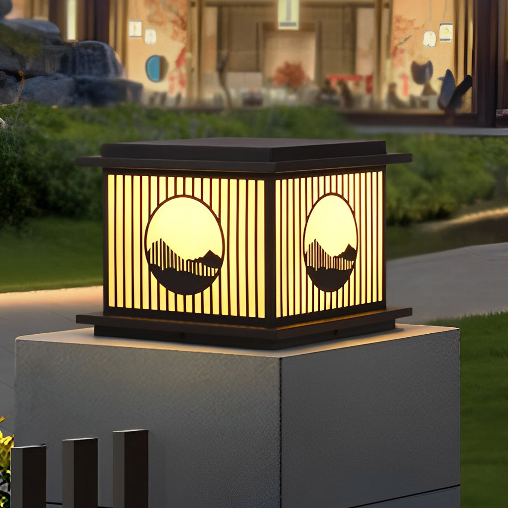 Peac Retro Scenery LED Modern Marble Outdoor Pillar Lamp