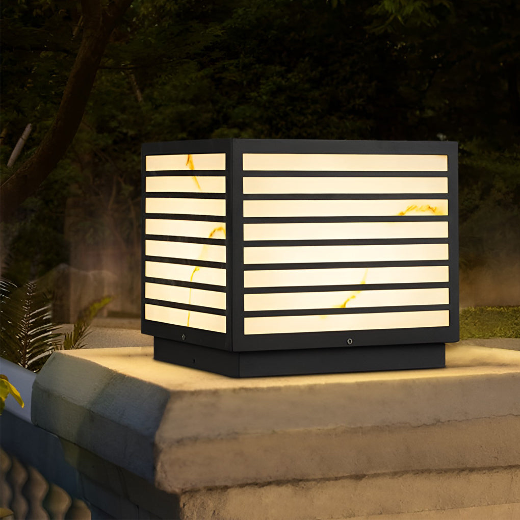 Butterf Square LED Modern Steel Outdoor Deck Post Pillar Light