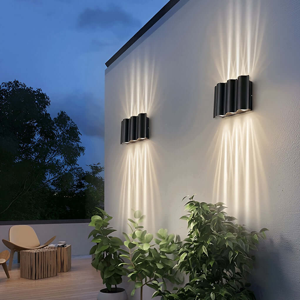 Ethanael Arc Wave Cool Glass Outdoor Wall Mounted Lights
