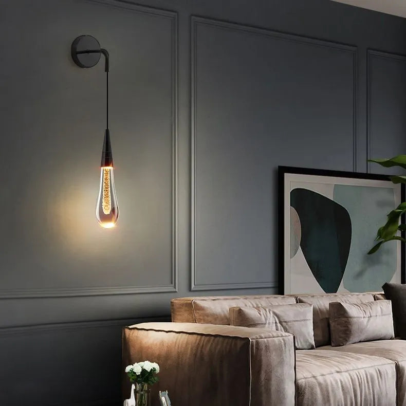 Kristy Modern Water Drop Wall Lamp, Black/Gold - Neutral Decor