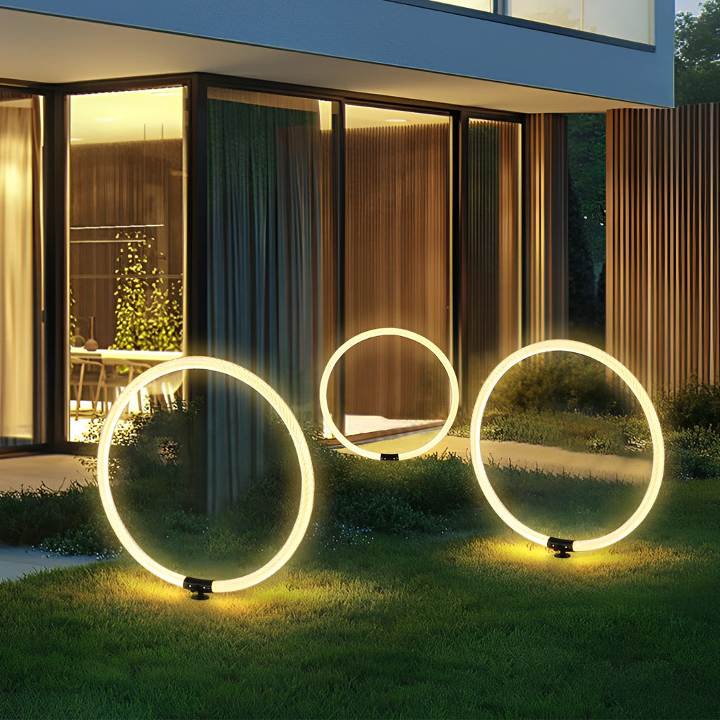 Rose Sleek Ring Modern Landscape Outdoor Lawn Light