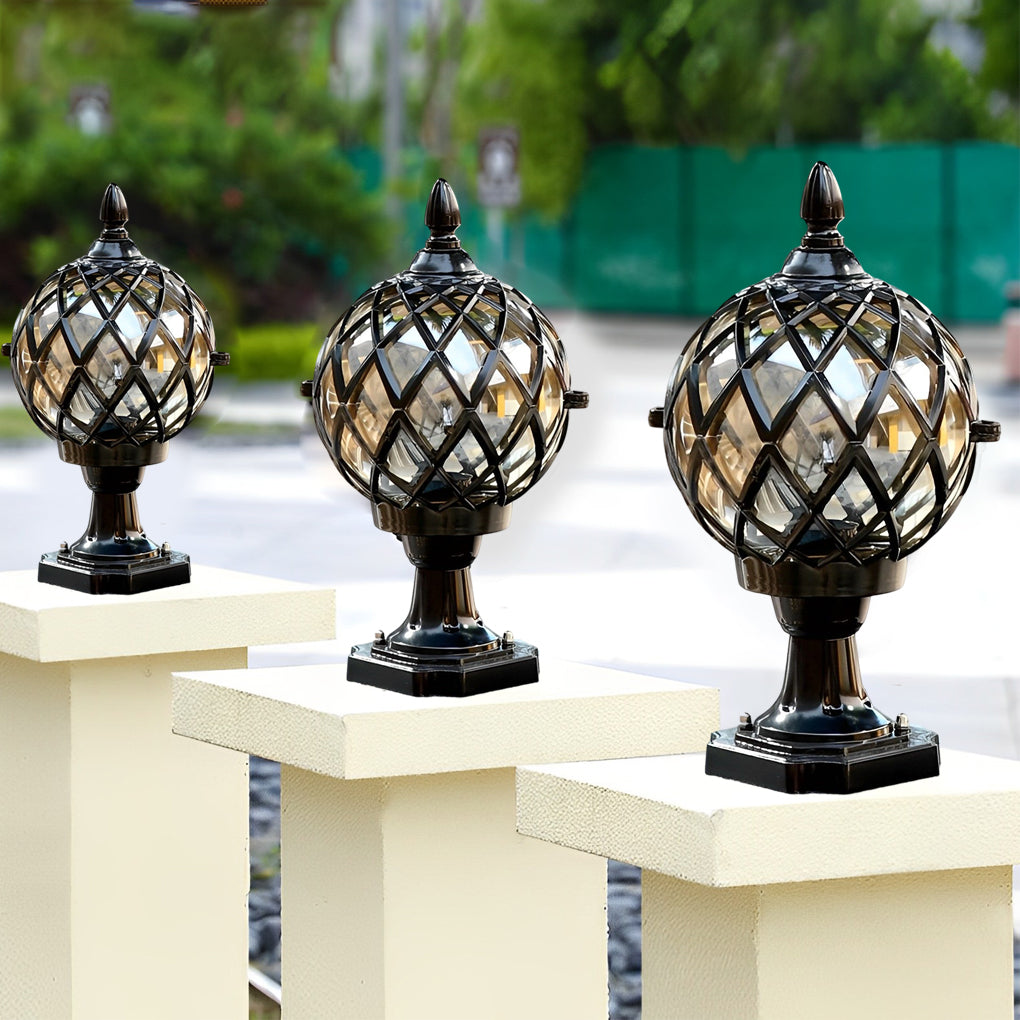 WeBorn Round Ball Glass Outdoor Fence Post Lights