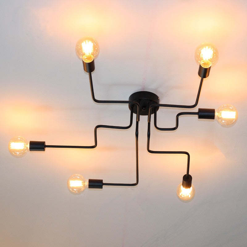 Arisha Vintage Modern Minimalist Industrial Metal Black Ceiling Lamp - Neutral Decor