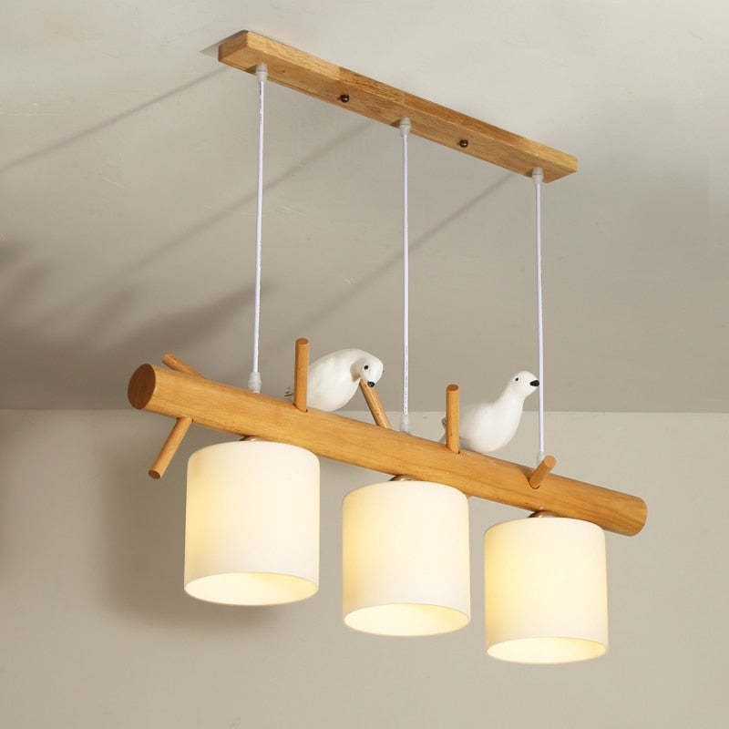 Muto Bird Pendant Light Wood, 2/3 Heads - Neutral Decor