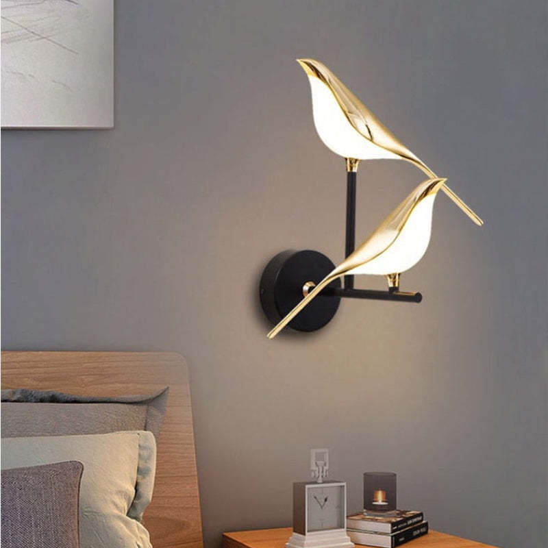 Arisha Minimalist Magpie Bird Metal Wall Lamp, Bedroom - Neutral Decor