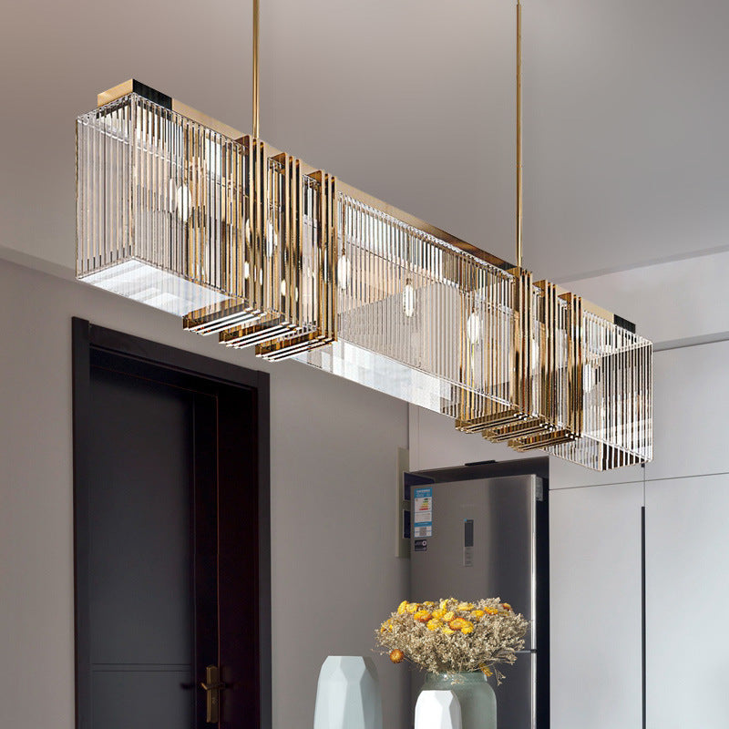 Kristy Metal Chandelier Pendant Light, Luxury Rectangular, Gold - Neutral Decor