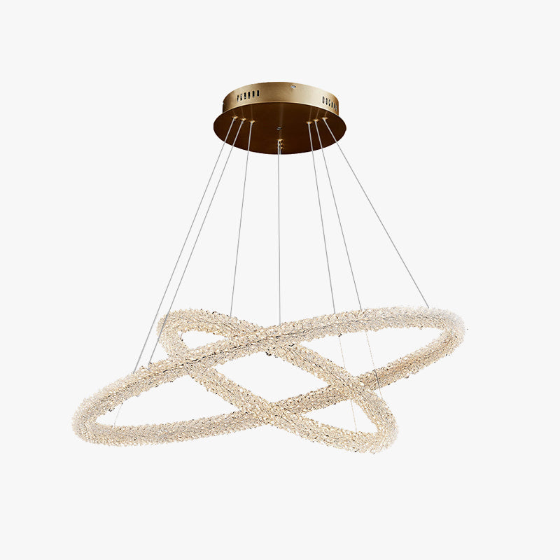 Kristy Art Deco Chandelier, Metal & Crystal, 1/2/3 Ring - Neutral Decor