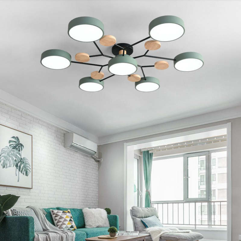 Arisha Ceiling Light, Wood Round for Living Room - Neutral Decor