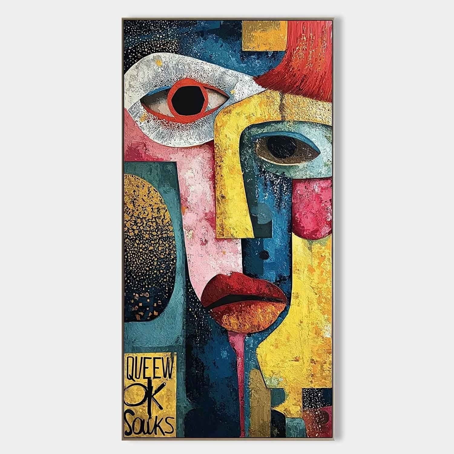 Cubist Abstract Dual Faces Painting - Neutralighting