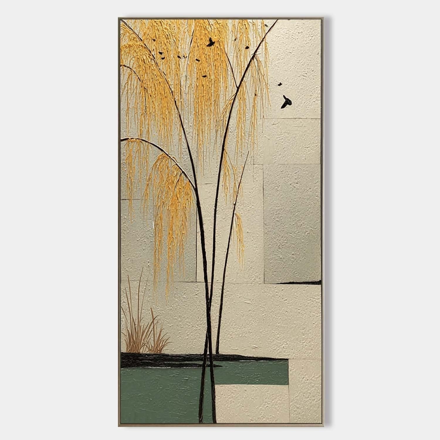 Wall Art Golden Willow Minimalist Oriental - Neutralighting