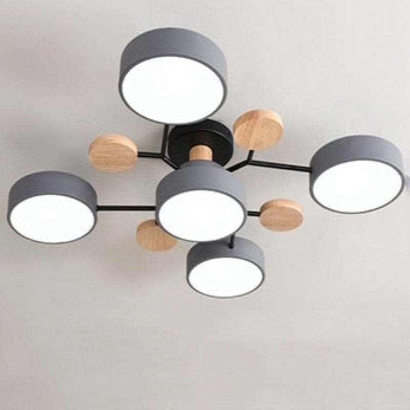 Arisha Ceiling Light, Wood Round for Living Room - Neutral Decor