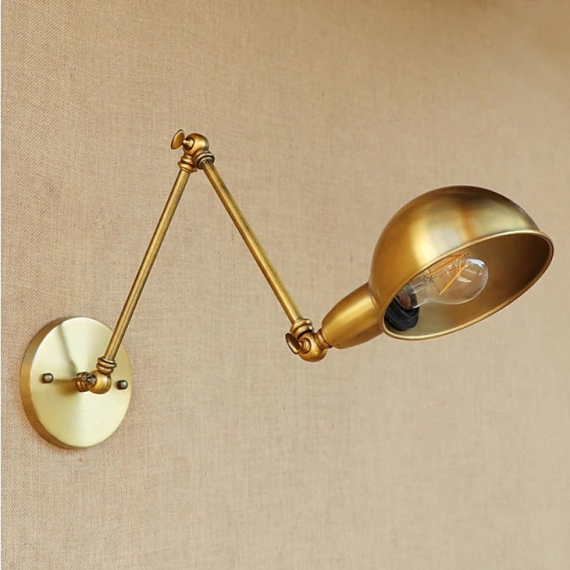 Epoch Vintage Semi-sphere Metal Swing Arm Foldable Wall Lamp, Bronze - Neutral Decor