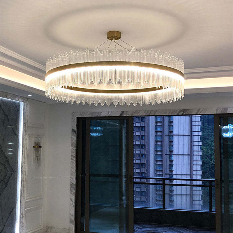 Kristy Modern Round/Rectangular Chain Chandelier, Gold - Neutral Decor