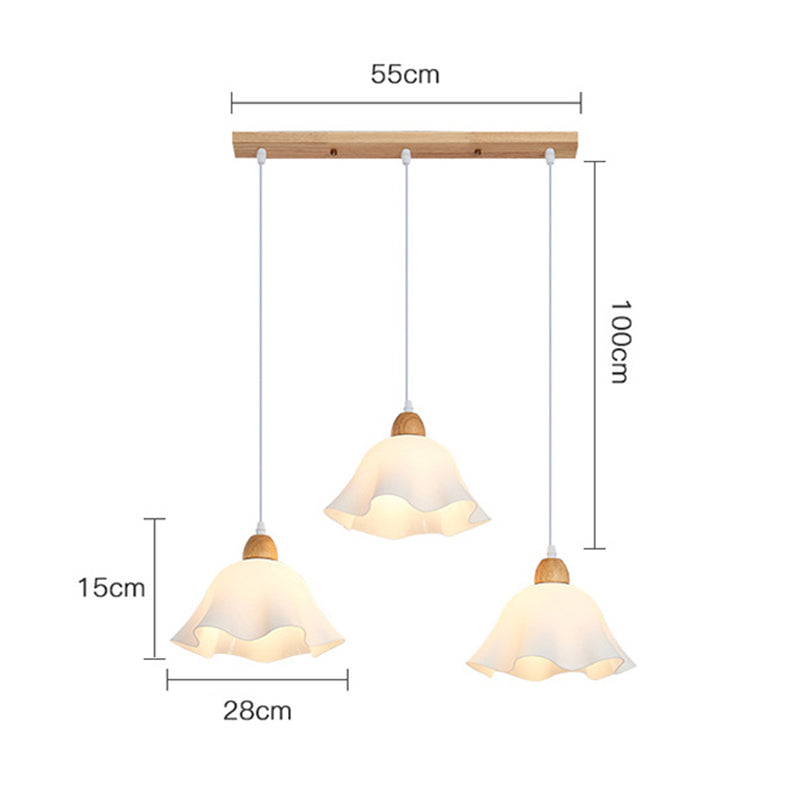Muto Minimalist Flower Acrylic/Wood Pendant Light, White - Neutral Decor