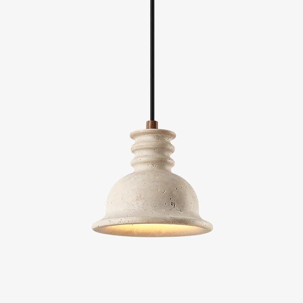 Travertine Ribbed Dome Pendant Light-Neutral Decor