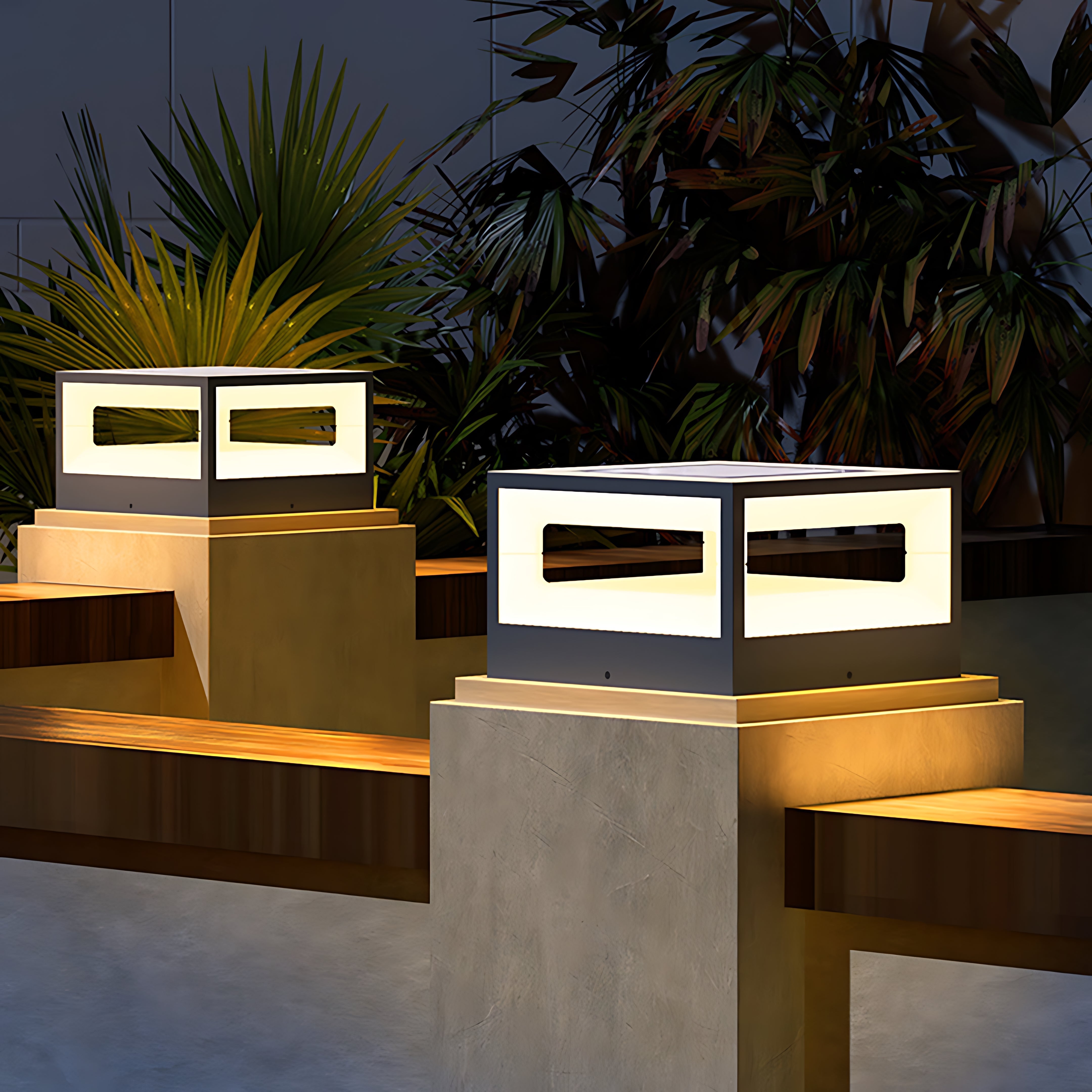 Lolass Hollow Square Stell Outdoor Pillar Light