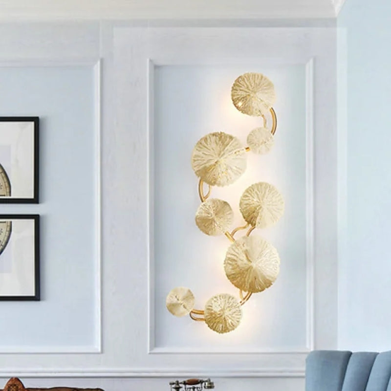 Arisha Modern Metal Round Lotus Leaf Wall Lamp, Gold - Neutral Decor