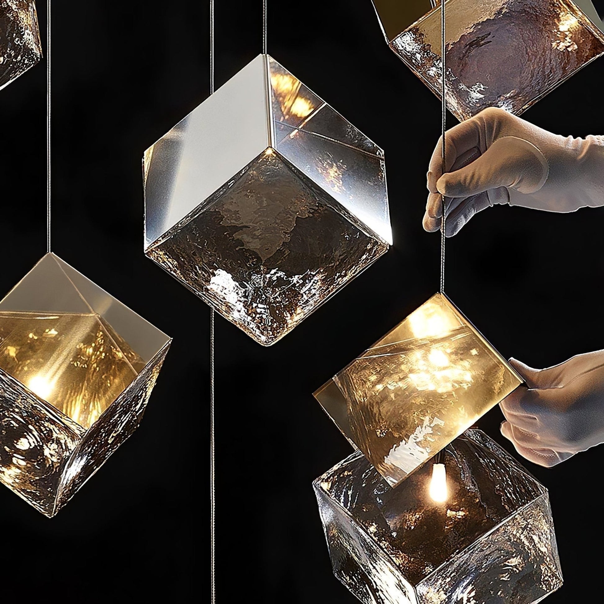 Cubic Luster Cascade Chandelier-Neutral Decor