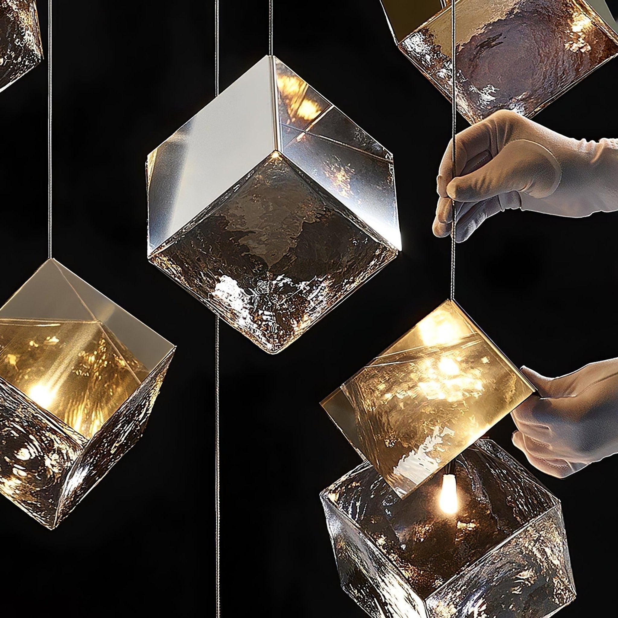 Cubic Luster Cascade Chandelier-Neutral Decor