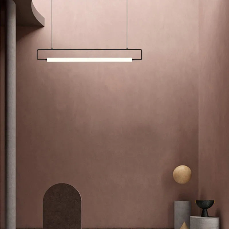 Arisha Modern Minimalist Rectangular Linear Pendant Light, Gold/Black - Neutral Decor