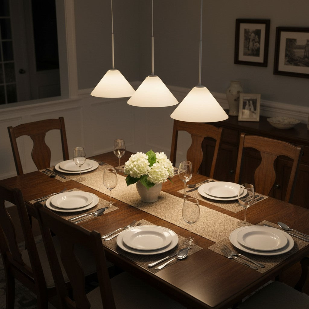Cone Milk Clear Glass Cone Pendant Light for Kitchen-Neutral Decor