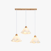 Muto Minimalist Flower Acrylic/Wood Pendant Light, White - Neutral Decor