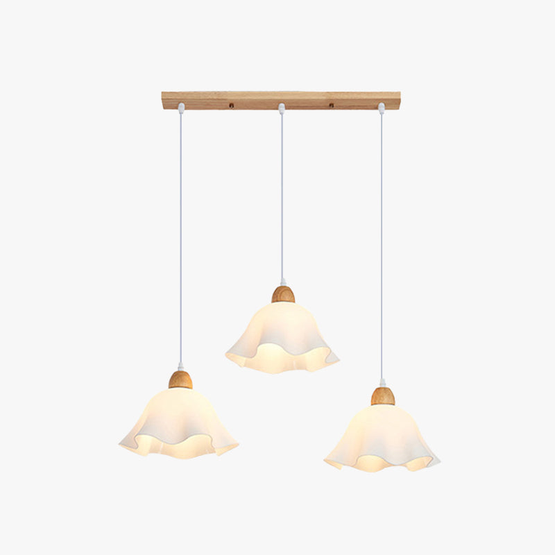 Muto Minimalist Flower Acrylic/Wood Pendant Light, White - Neutral Decor