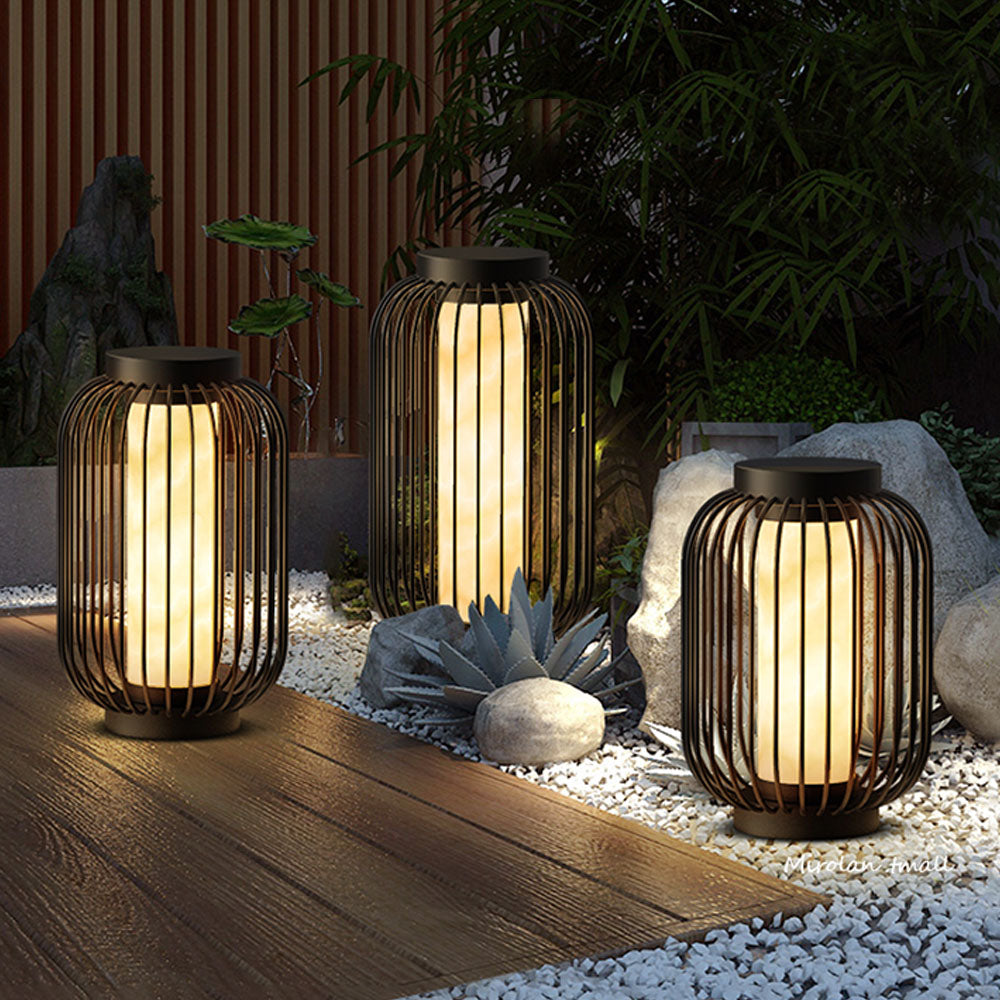Ray Lantern Solar/Rechargeable Outdoor Floor Lamp, Brown - Neutral Decor
