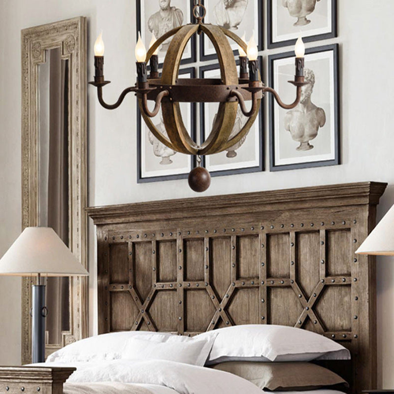 Silva Rustic Pendant Light Wood Metal Corridor Restaurant - Neutral Decor