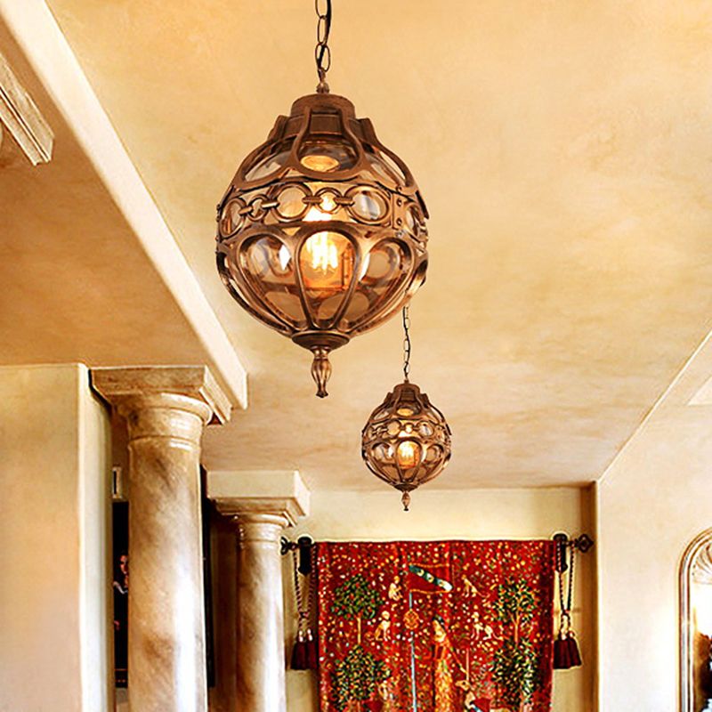 Silva Loft Sphere Vintage Farmhouse Rustic Pendant Light Black/Bronze Dining Room - Neutral Decor