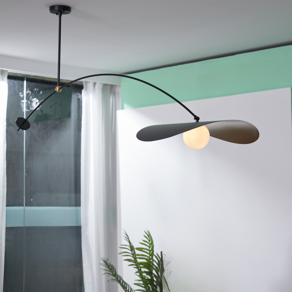 Arisha Minimalist Lotus Leaf Shaped Metal Pendant Light, Black/Gold - Neutral Decor