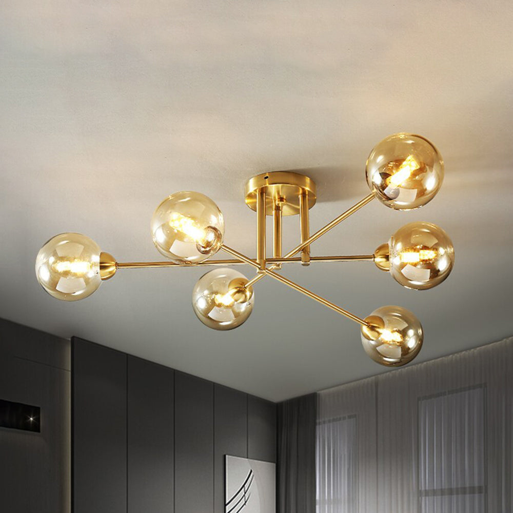 Valentina Industrial Glass Globe Chandelier LED, 6 Style - Neutral Decor
