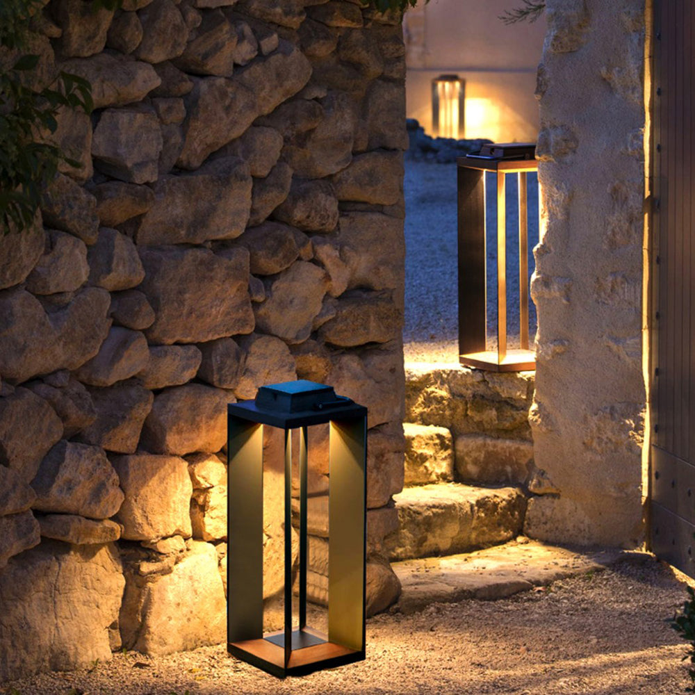 Ray Minimalist Cuboid Outdoor Floor Lamp, Hardwired, Black - Neutral Decor