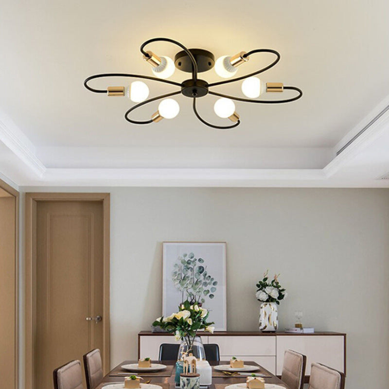 Valentina Modern Metal Flush Mount Ceiling Light, Black/Gold - Neutral Decor