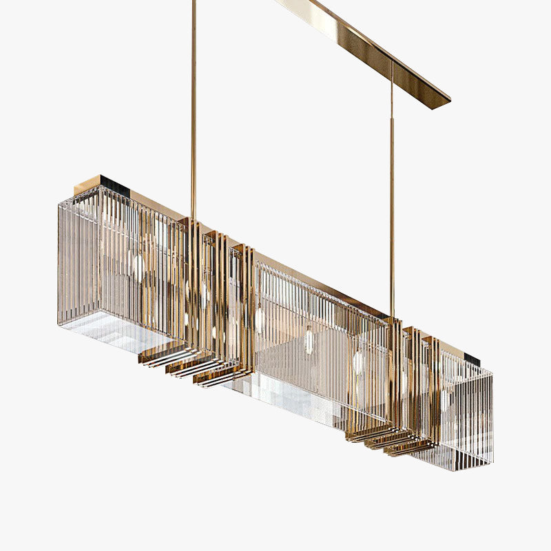 Kristy Metal Chandelier Pendant Light, Luxury Rectangular, Gold - Neutral Decor