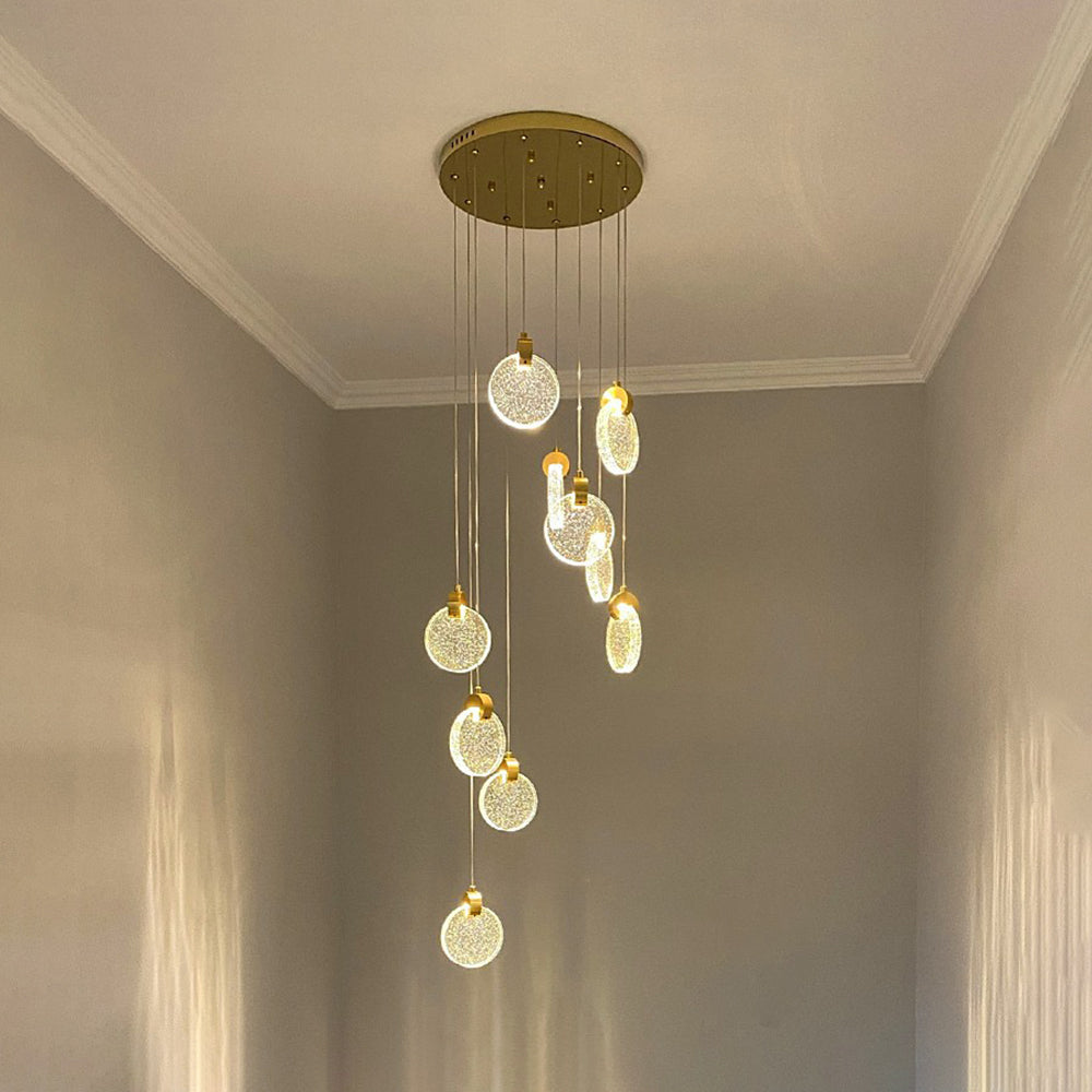 Kristy Luxury Circular Ripple Round Crystal Golden Chandelier - Neutral Decor