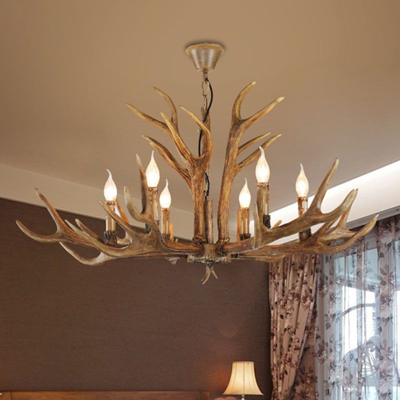 Silva Retro Deer Antlers Candle light Horn Resin Chandelier - Neutral Decor