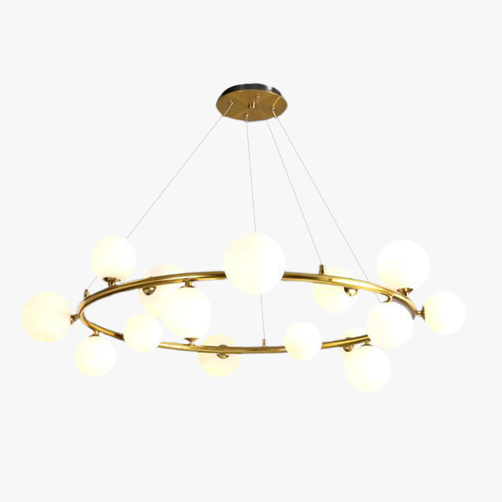 Valentina Modern Glass Globe Ring Chandelier, Gold/Black - Neutral Decor