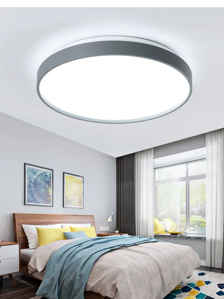 Arisha Minimalist Round Metal/Acrylic Flush Mount Ceiling Light, White/Coffee/Grey/Gold - Neutral Decor