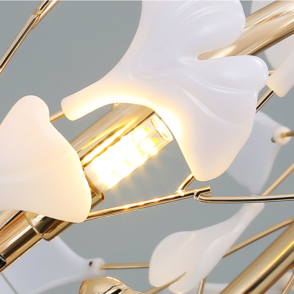 Olivia Ginkgo Leaf Modern Petal Shaped Metal Chandelier, Gold - Neutral Decor