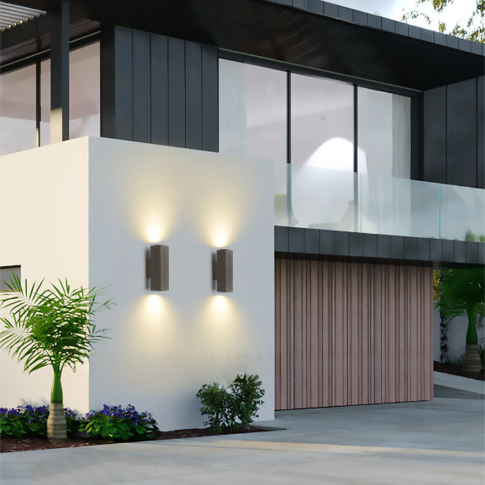 Ray Minimalist Cement Square Outdoor Wall Lamp, White - Neutral Decor