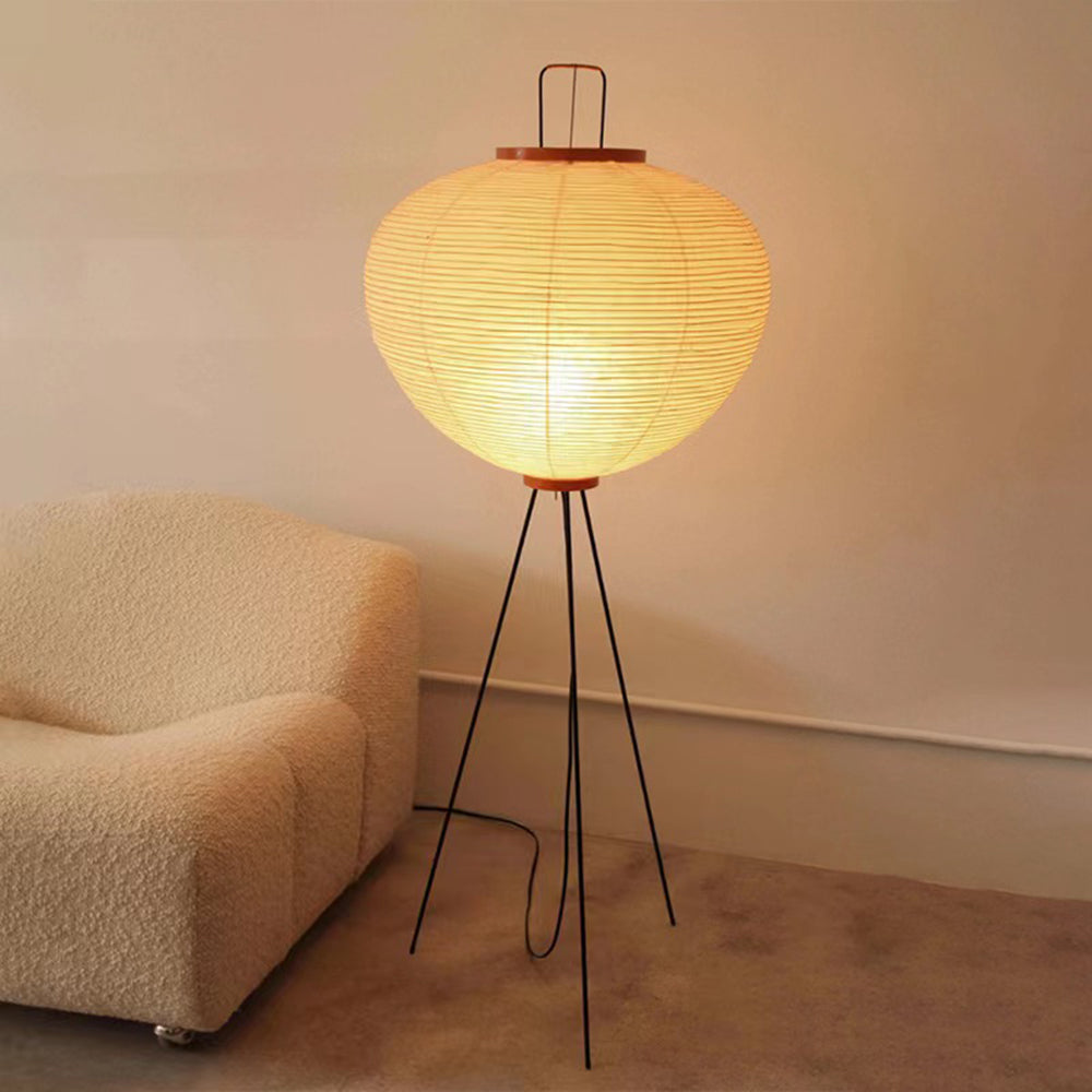 Renée Minimalist Tripod Lantern Paper Floor Lamp, White - Neutral Decor