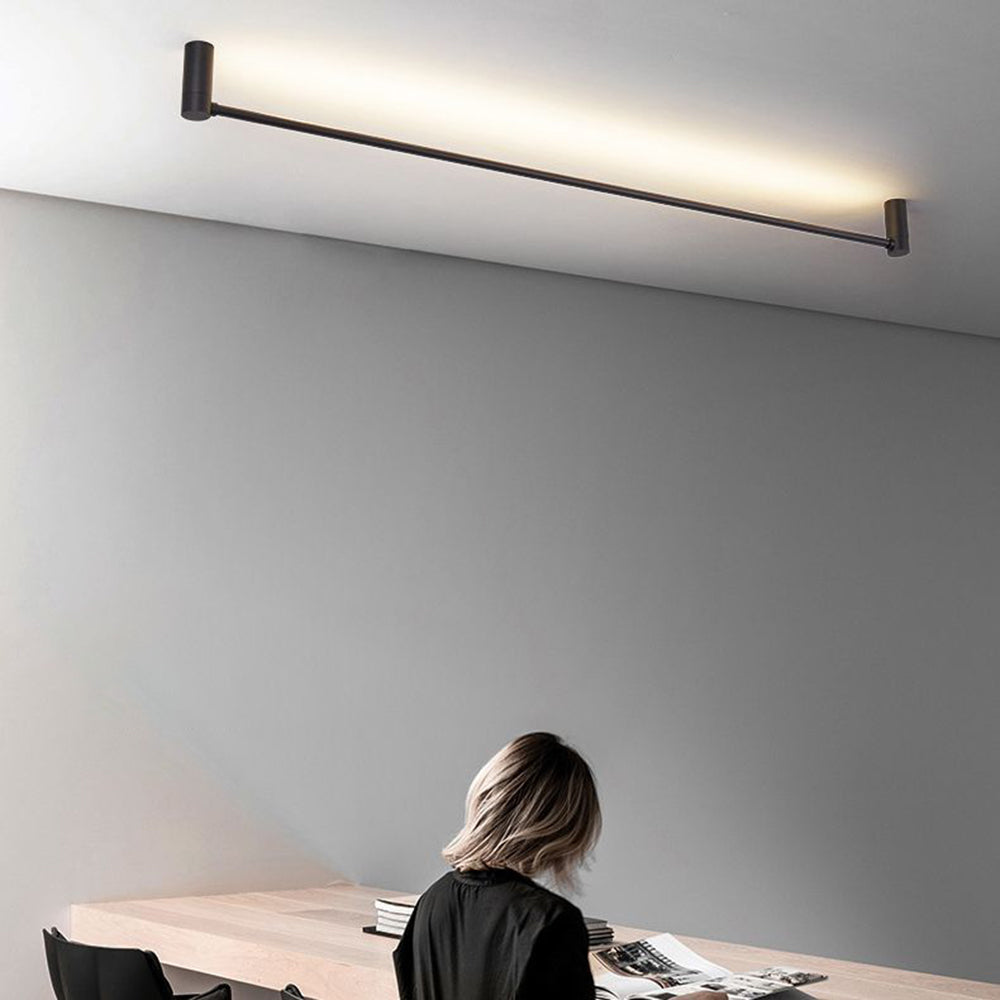 Arisha Minimalist Linear Flush Mount Ceiling Light, Black, Hallway - Neutral Decor