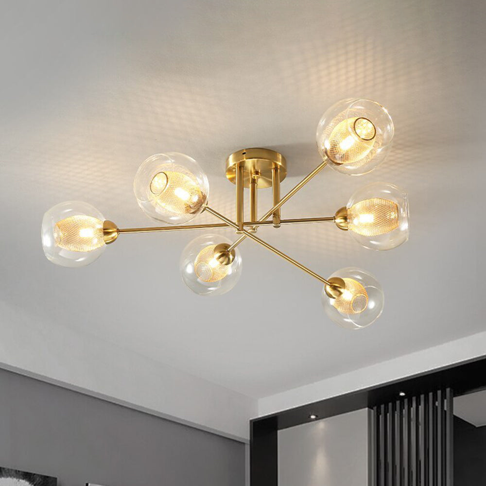 Valentina Industrial Glass Globe Chandelier LED, 6 Style - Neutral Decor