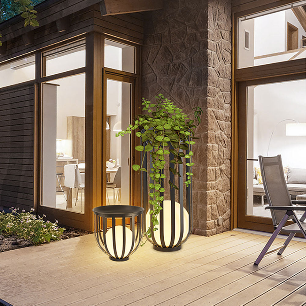 Ray Modern Globe Solar/Rechargeable Outdoor Floor Lamp, Black - Neutral Decor