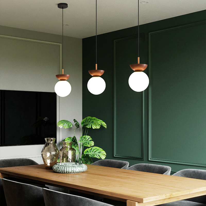 Valentina Nordic Japanese Glob LED Ceiling/Pendant Light Metal Glass Bedroom, Burlywood - Neutral Decor