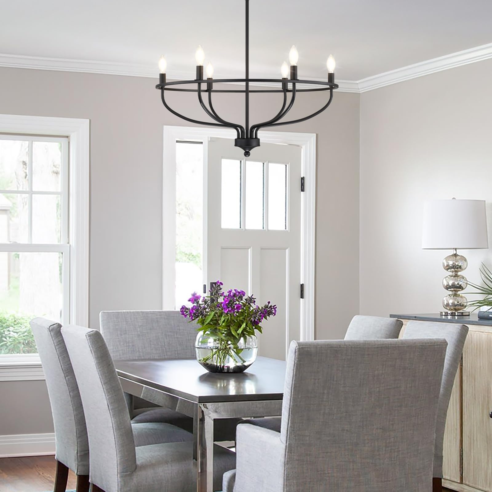 Silva Industrial Metal Candle Chandelier Black/Champagne Living Room/Bedroom - Neutral Decor