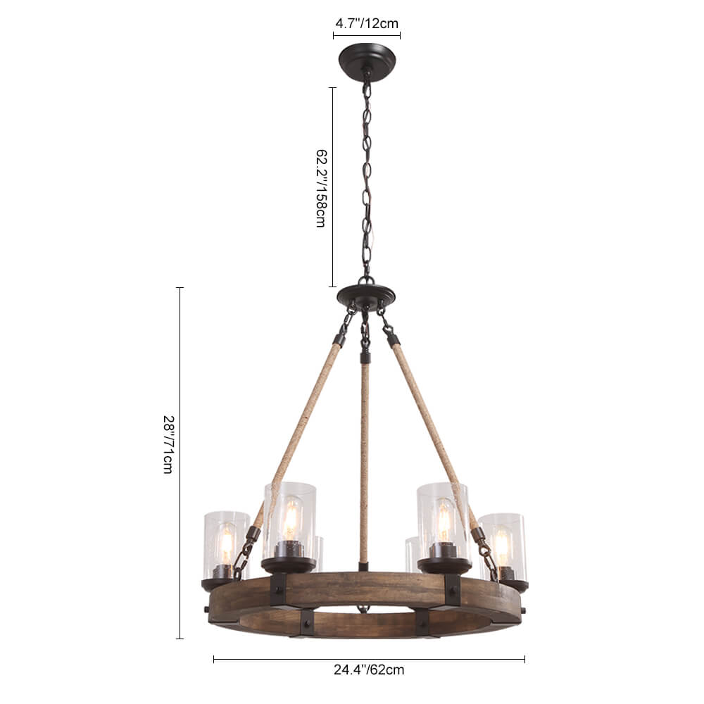 Elvian Industrial Modern Wood Chandelier-Neutral Decor