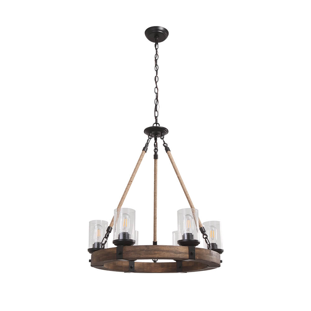 Elvian Industrial Modern Wood Chandelier-Neutral Decor