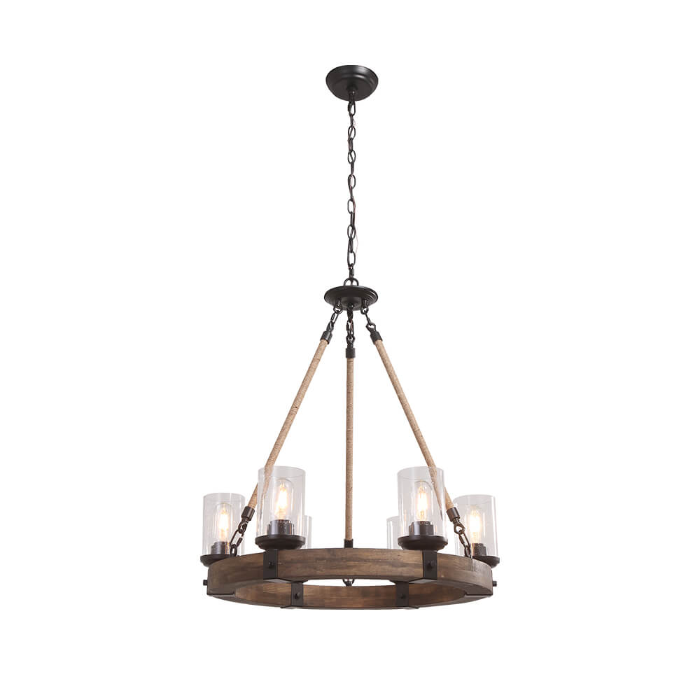 Elvian Industrial Modern Wood Chandelier-Neutral Decor